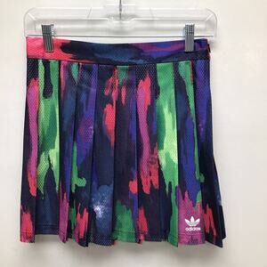 Adidas X Pharrell Williams Womens Pleated Skirt Multicolor Mini Logo Camo S New